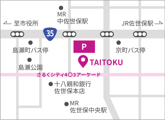TAITOKUへのアクセスマップ（手書き案内図）